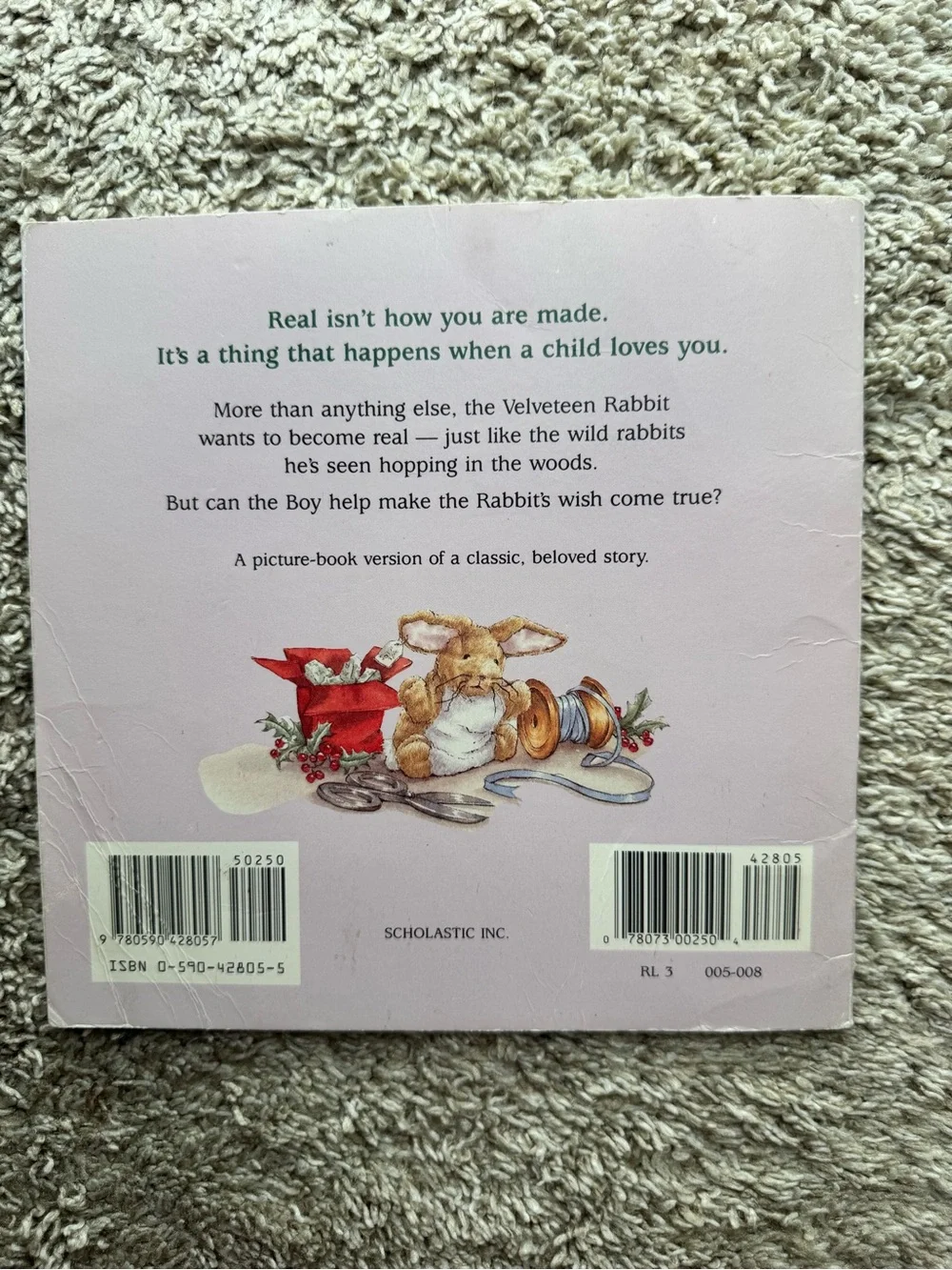 The Velveteen Rabbit Margery Williams Elizabeth Miles 1990 Scholastic Book